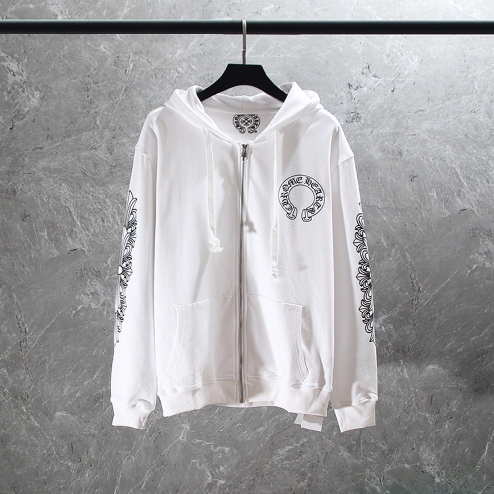 White chrome heart hoodie